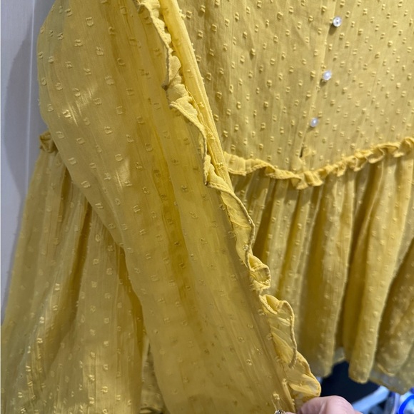 Zara Yellow Embellished Long Sleeve Blouse medium ✨ - Picture 6 of 7